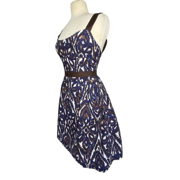 MILLY of NEW YORK Vintage Women’s Fit and Flare Navy and Brown Dress - Picture 4 of 8